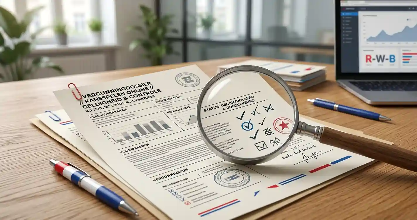 Illustratie van een controle van een kansspelvergunning in Nederlandse context